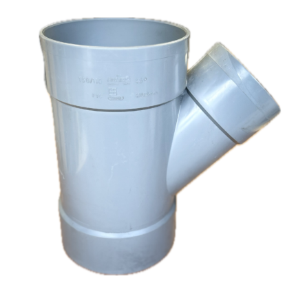 Standard 4 Inch PVC Waste Tee, 110mm, Solvent Weld, Grey