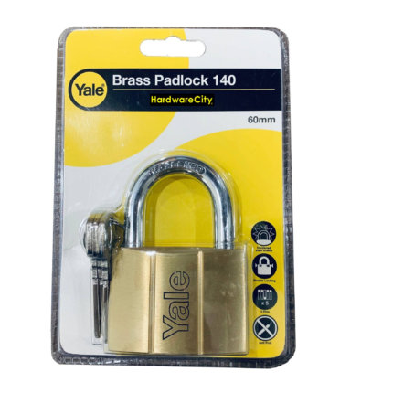 Yale 60mm Solid Brass Padlock, Hardened Steel Shackle, 3 Keys