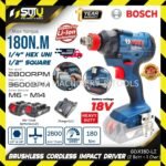 Bosch GDX 180-LI 18V Cordless Impact Wrench, 180Nm, 1/4" Hex & 1/2" Square Drive