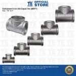 Standard 1/2" GI Tee, Galvanized Iron, BSP Threaded