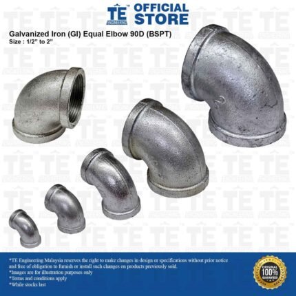 Standard 3/4 Inch Galvanized Iron GI Elbow, 90-Degree Threaded