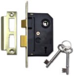 Union 2295 2-Lever Mortice Bathroom Lock, 64mm Case, Satin Chrome