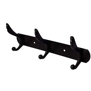 N042 3-Hook Coat Hanger Bar Black