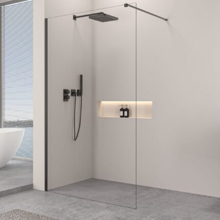 Trade Grade 10mm Tempered Walk-in Shower Glass Partition, 900mm x 2000mm
