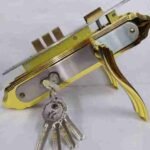 301 NBGP Cylinder Door Lock, Silver & Gold Dual-Tone Finish, Rim Type