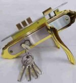 301 NBGP Cylinder Door Lock, Silver & Gold Dual-Tone Finish, Rim Type