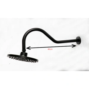 40CM Curved Arm + 8″ Shower Head – Black