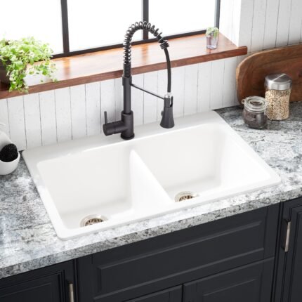 Premium Granite Kitchen Sink, Double Bowl, 116x50cm, Inset