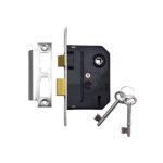 Union 2295 2-Lever Mortice Bathroom Lock, 64mm Case, Satin Chrome