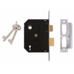 Union 2295 2-Lever Mortice Bathroom Lock, 64mm Case, Satin Chrome