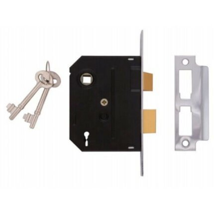Union 2295 2-Lever Mortice Bathroom Lock, 64mm Case, Satin Chrome