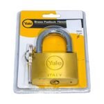 Yale 70mm Brass Padlock, Hardened Steel Shackle