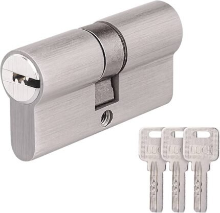 NBNP 62mm Double Cylinder Door Lock, Silver Finish, 3 Keys