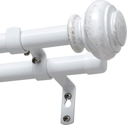 Trade Quality 28mm Antique White Curtain Rod, 3.0m Steel Pole
