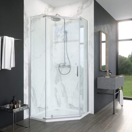 Standard Pentagon Shower Enclosure, 900 x 900 x 2000mm, 6mm Tempered Glass