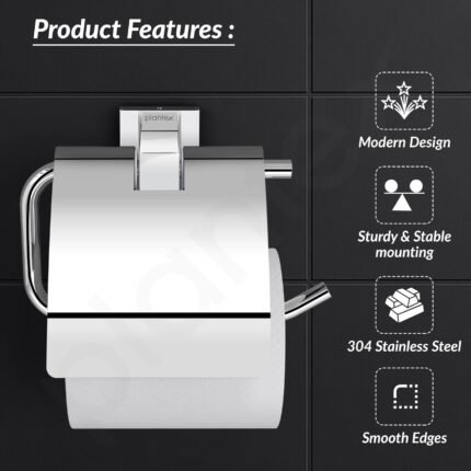 304 Stainless Steel Tissue Holder with Flap, Chrome Finish