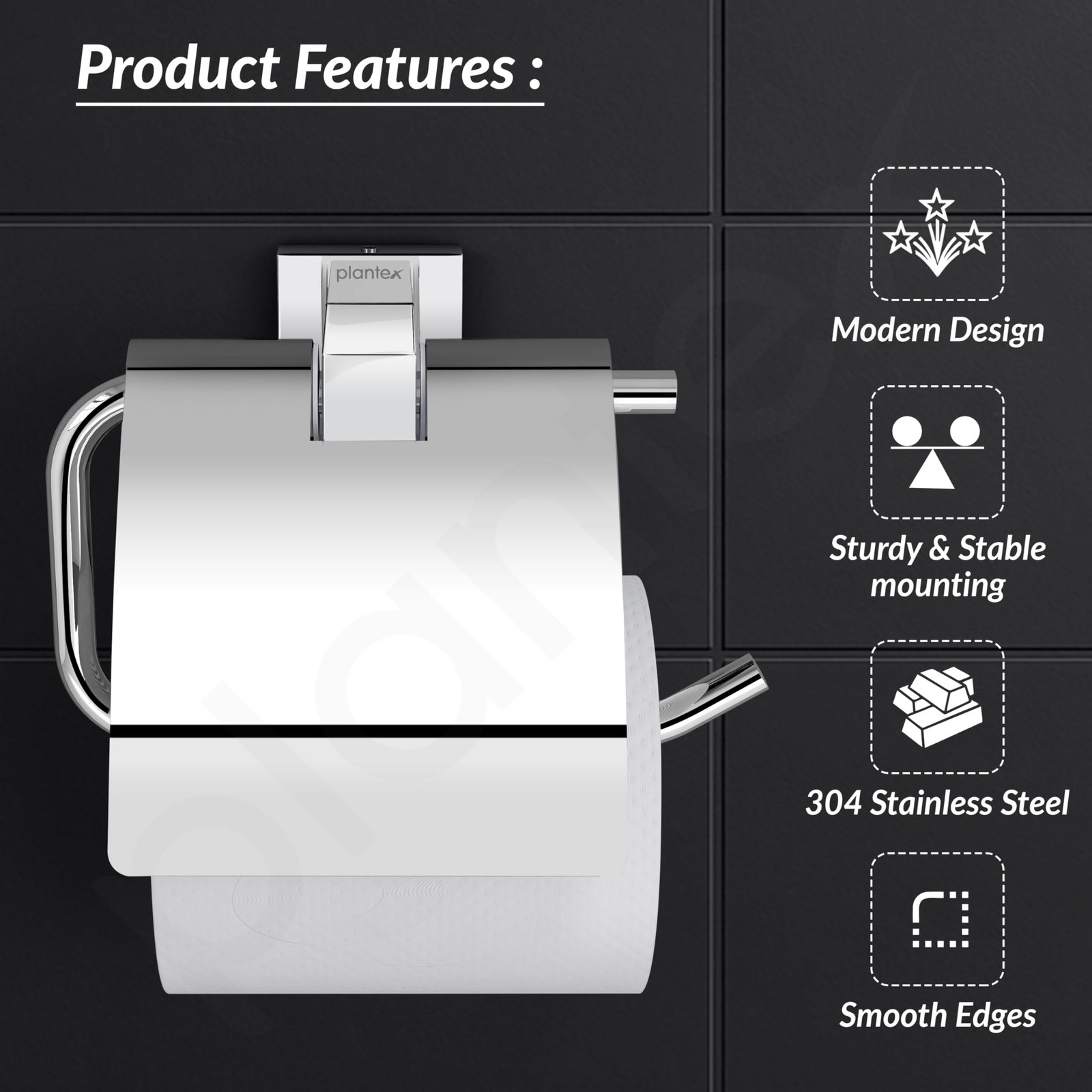 304 Stainless Steel Tissue Holder with Flap, Chrome Finish 304 Stainless Steel Tissue Holder with Flap, Chrome Finish