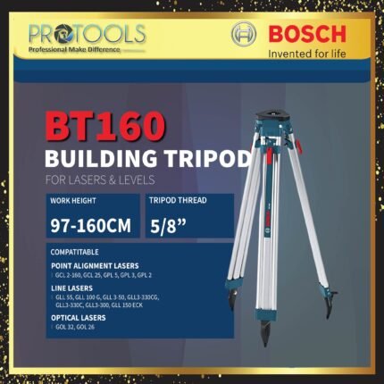 Bosch BT 160 Professional Aluminium Tripod, 5/8-inch Thread, 97-160cm Height