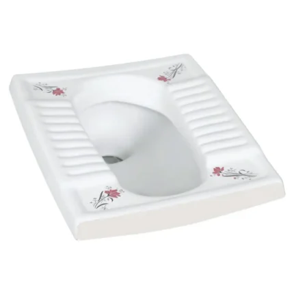Asian Ceramic Squatting Pan Toilet, Vitreous China, Floor Mount, White
