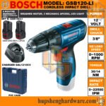 Bosch GSB 120-LI 12V Cordless Combi Drill, 30Nm, 10mm Chuck