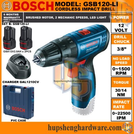 Bosch GSB 120-LI 12V Cordless Combi Drill, 30Nm, 10mm Chuck