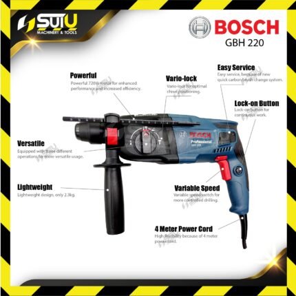 Bosch GBH 220 Professional 720W SDS Plus Rotary Hammer, 2.0J