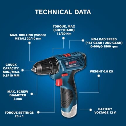Bosch GSR 120-LI 12V Cordless Drill Driver, 30Nm, 10mm Chuck