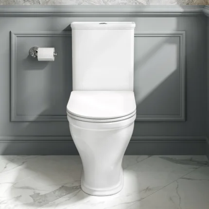 Premium Ceramic Close-Coupled Toilet with Dual Flush Cistern, White