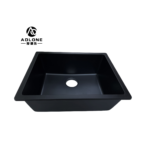 Premium Granite Kitchen Sink, 560x460mm Single Bowl, Black Composite