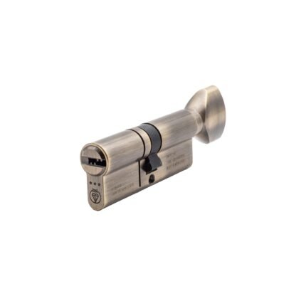 Centurion Antique Brass Euro Cylinder Lock, 70mm Double Profile