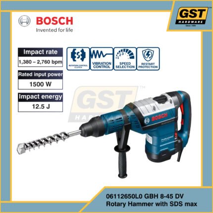 Bosch GBH 8-45 DV SDS Max Rotary Hammer, 1500W, 12.5J