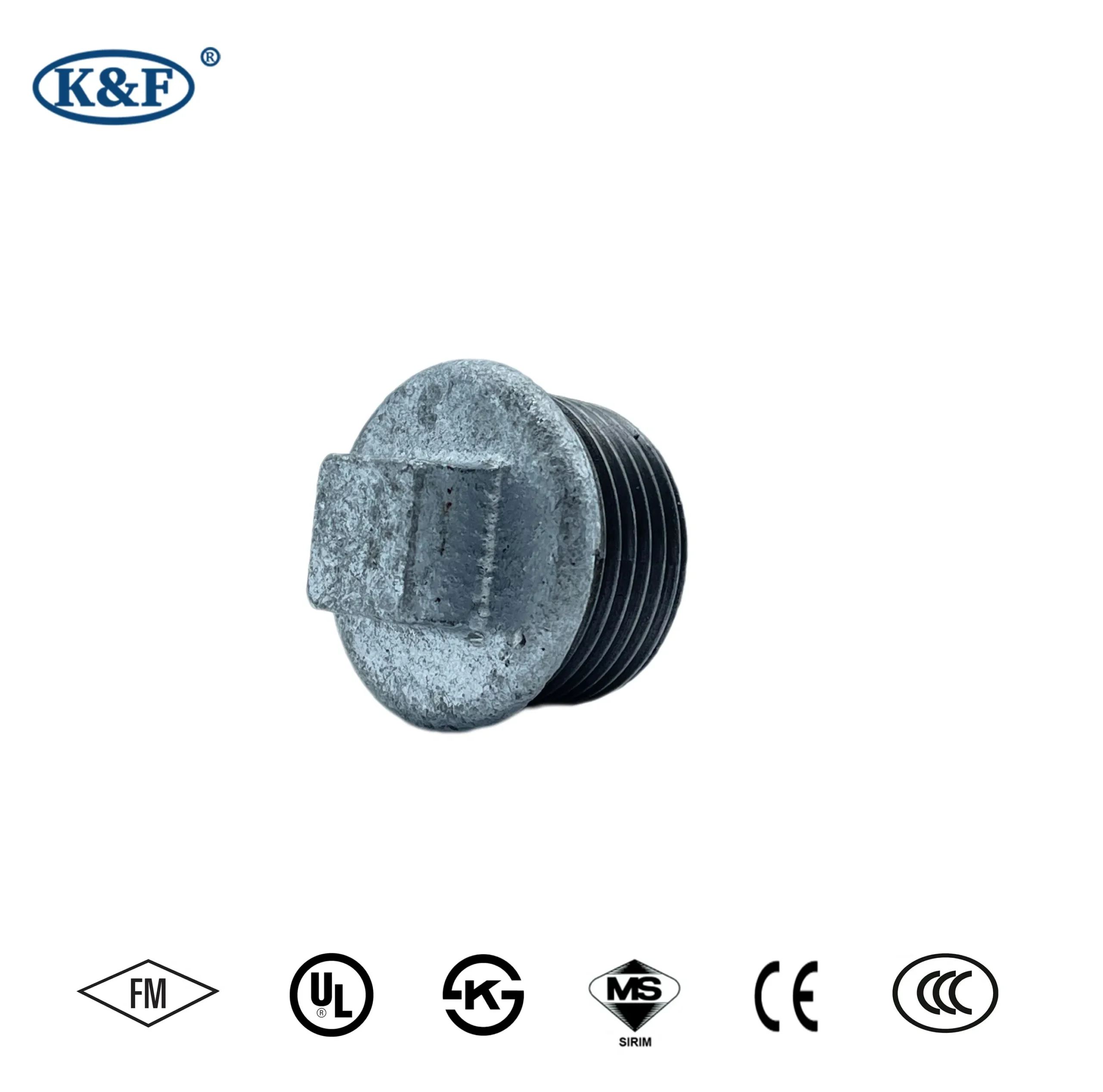 Standard GI 1 Inch Threaded Plug, Galvanized Malleable Iron Standard GI 1 Inch Threaded Plug, Galvanized Malleable Iron