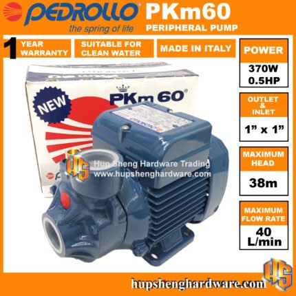 Pedrollo PKm 60 Peripheral Water Pump 0.5 HP, 40L/min, 240V