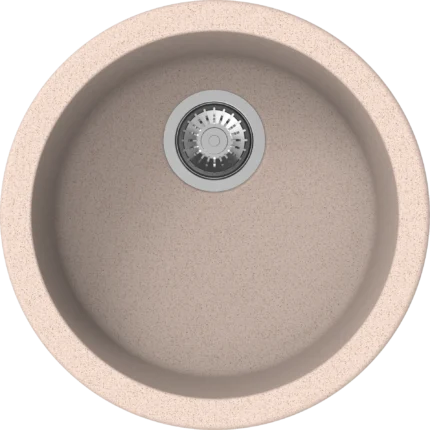 Granite 46cm Round Kitchen Sink, Single Bowl, Gold Sand