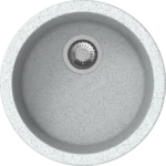 Platinum 46cm Granite Round Kitchen Sink Single Bowl, Grey