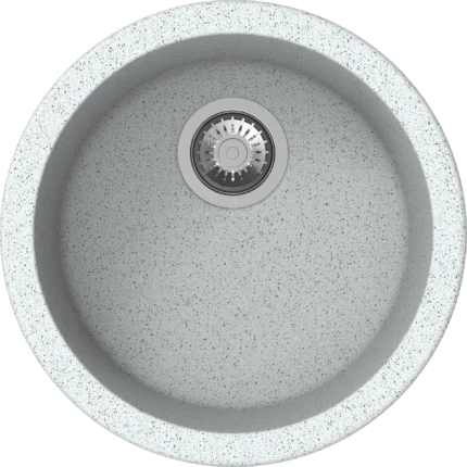 Platinum 46cm Granite Round Kitchen Sink Single Bowl, Grey