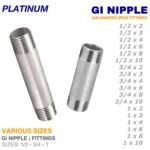 Generic GI 1 Inch Long Thread Nipple, Galvanized Steel, BSP Thread