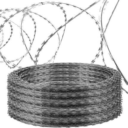 Galvanized 18-Inch Razor Wire, 450mm Diameter, 10m Roll