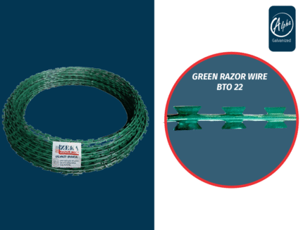 Hammer Green PVC Coated Razor Wire, 200mm Diameter, 10m Coil