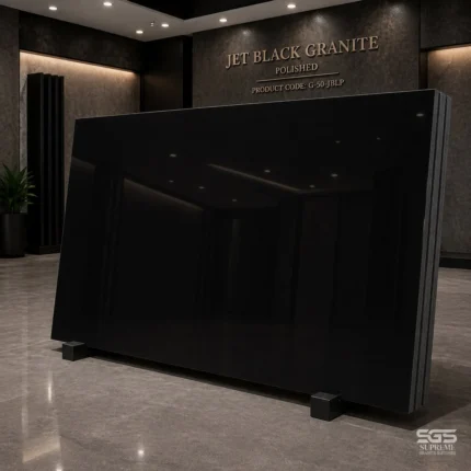 Fine Black Granite Slab, 20mm Polished Finish, Countertop Grade