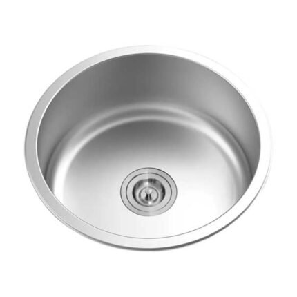Platinum 46cm Granite Round Kitchen Sink Single Bowl, Grey