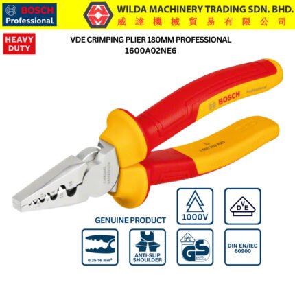 Bosch Professional VDE Crimping Plier, 180mm, 1000V Insulated