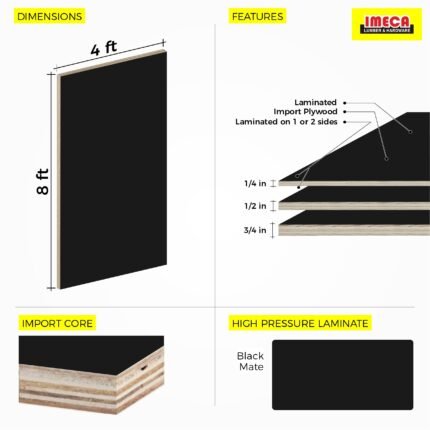 Standard Black MDF Board Laminated 8ft x 4ft x 18mm