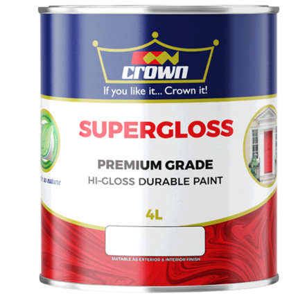 Crown Super Gloss Paint, 4L High-Sheen Enamel
