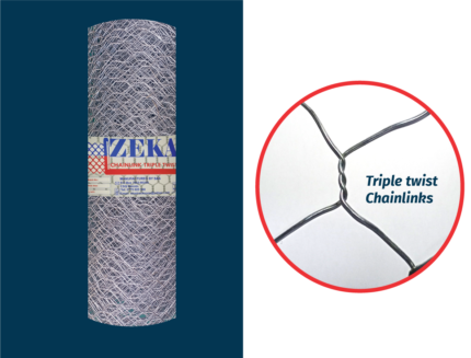 Zeka Co. 14-Gauge Galvanized Chain Link Fence, 8ft x 18m Triple Twisted